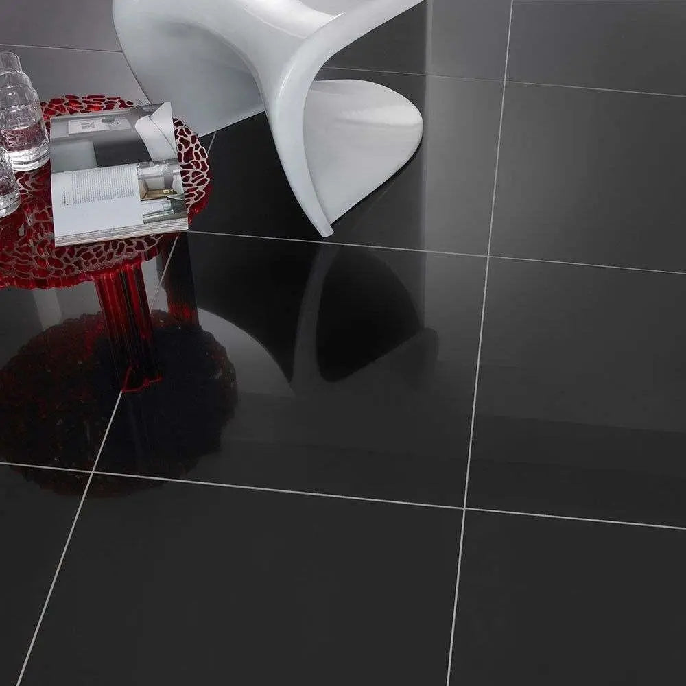 Knightsbridge Black Diamond Gloss 800x800mm Wall and Floor Tile Luxury Tiles