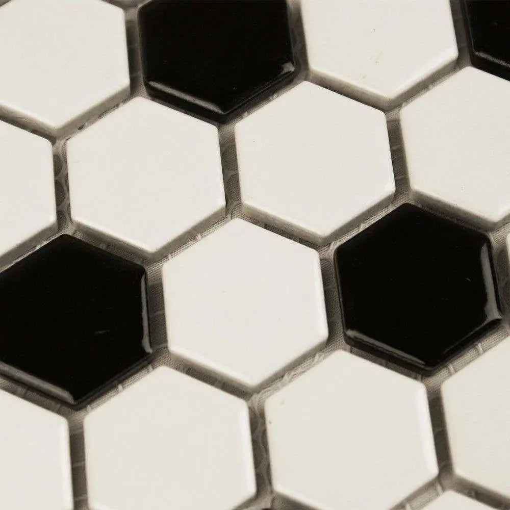 Shapes Hexagon Matt White Black Mosaic Tile Luxury Tiles