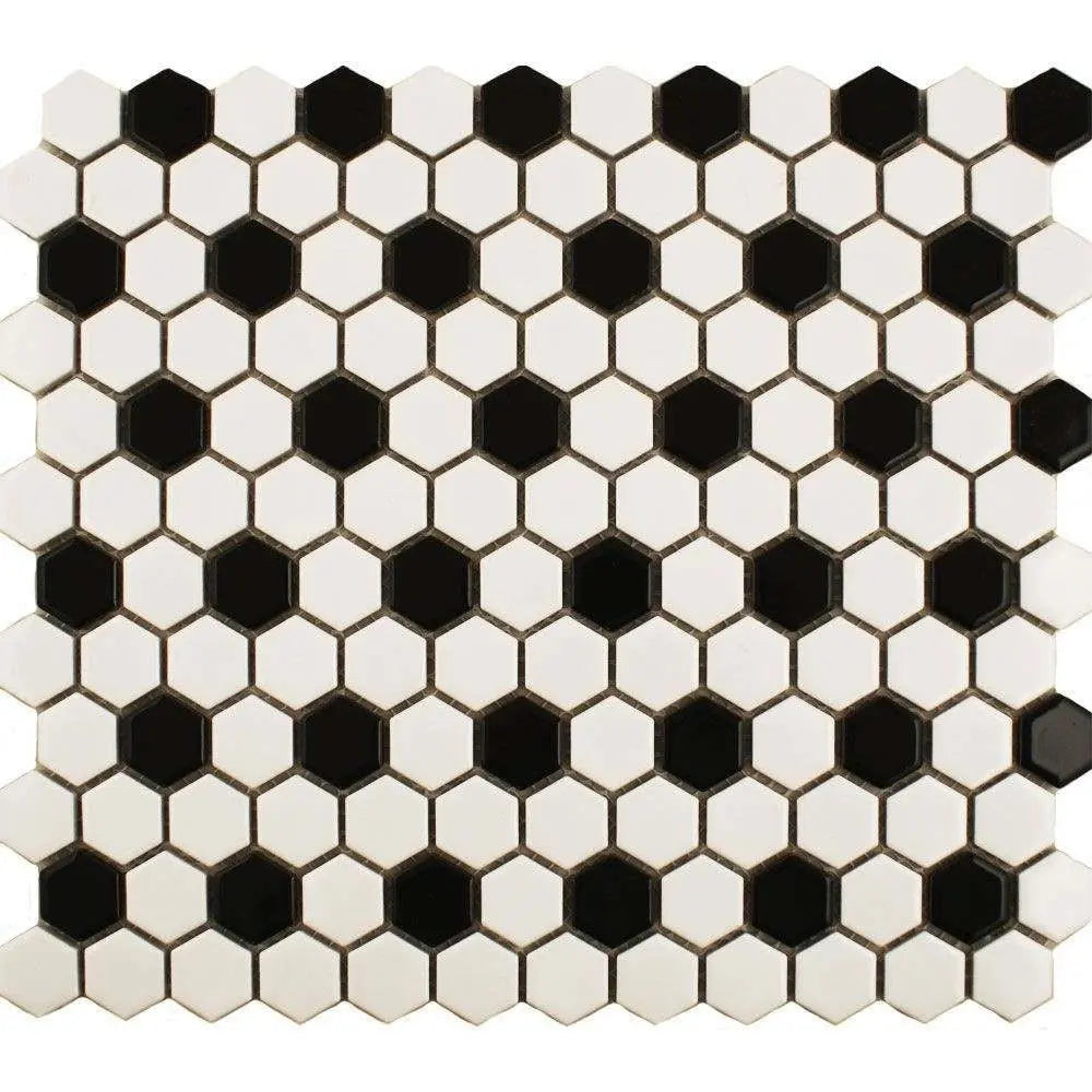 Shapes Hexagon Matt White Black Mosaic Tile Luxury Tiles